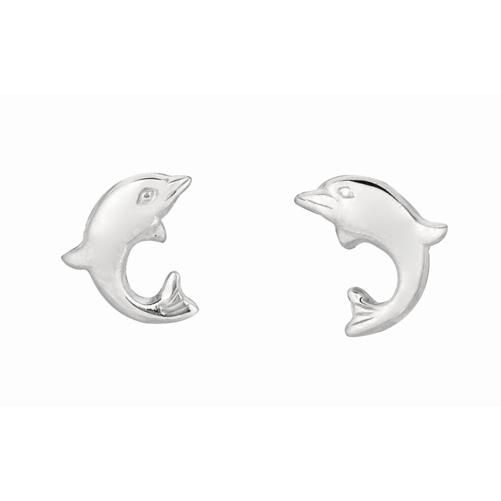 Sterling Silver Dolphin Stud Earrings