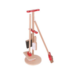 LELIN Wooden Cleaning Pretend Role Play Toy - 11 Pcs Set Includes Broom, Mop, Dustpan, Brush & Organising stand