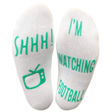 Vinsani® 'Shhh I'm Watching Football' Funny Ankle Socks, Gift For Football Fans - White