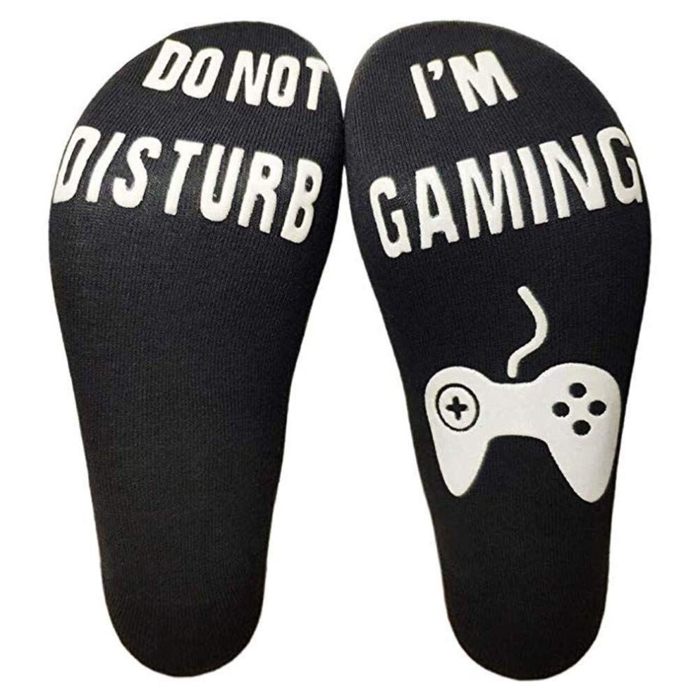 Vinsani Vinsani® 'Do Not Disturb, I'm Gaming' Funny Ankle Gamer Socks - Black With White Text Multicoloured