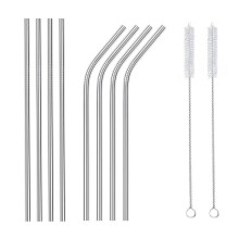 Vinsani® 8.5" Silver Stainless Steel Drinking Straws, Reusable Metal Drinking Straws Set of 8