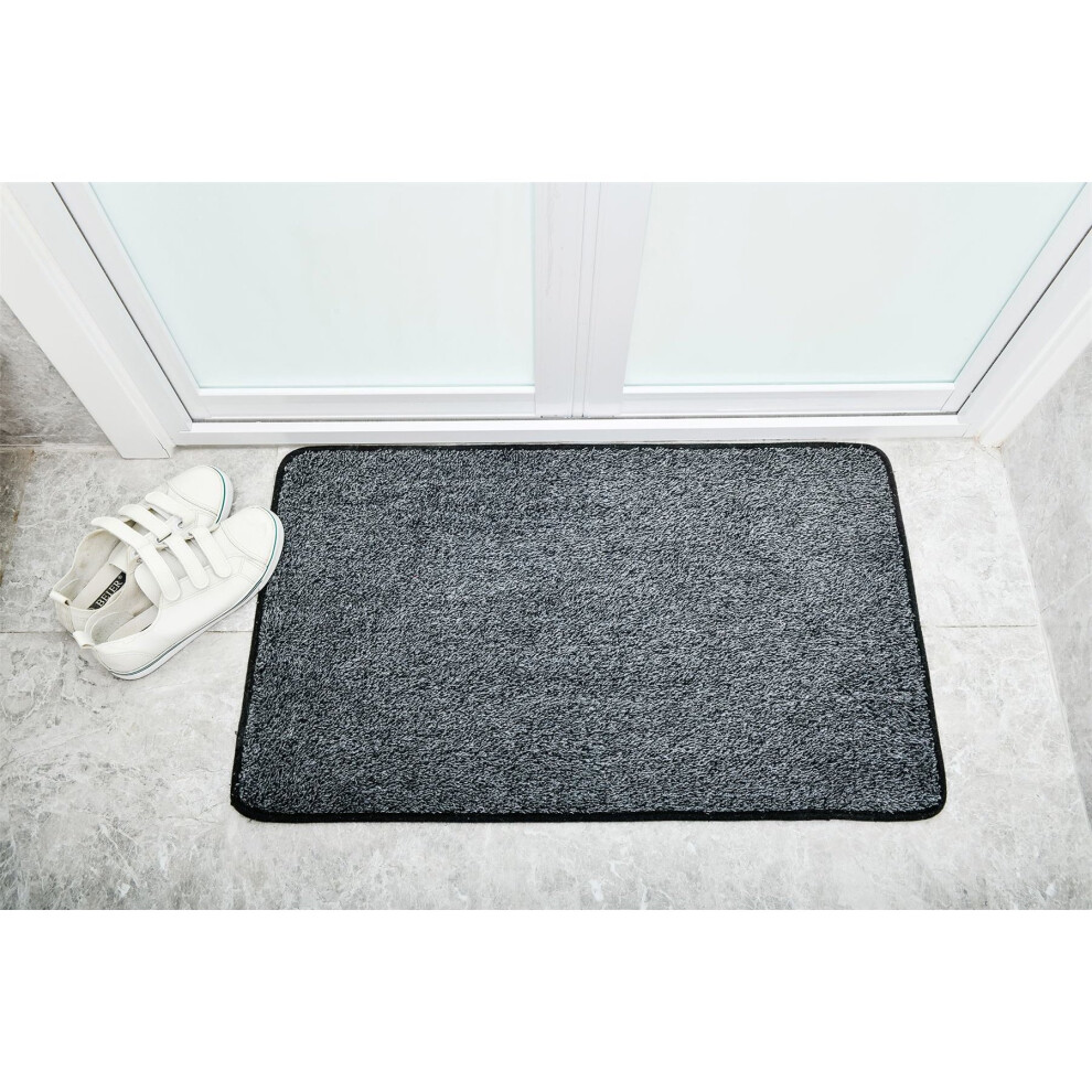 Vinsani Magic Clean Step Mat Non-Slip Backing Machine Washable Doormat Carpet Rug - Dark Grey - 45 X 75 cm