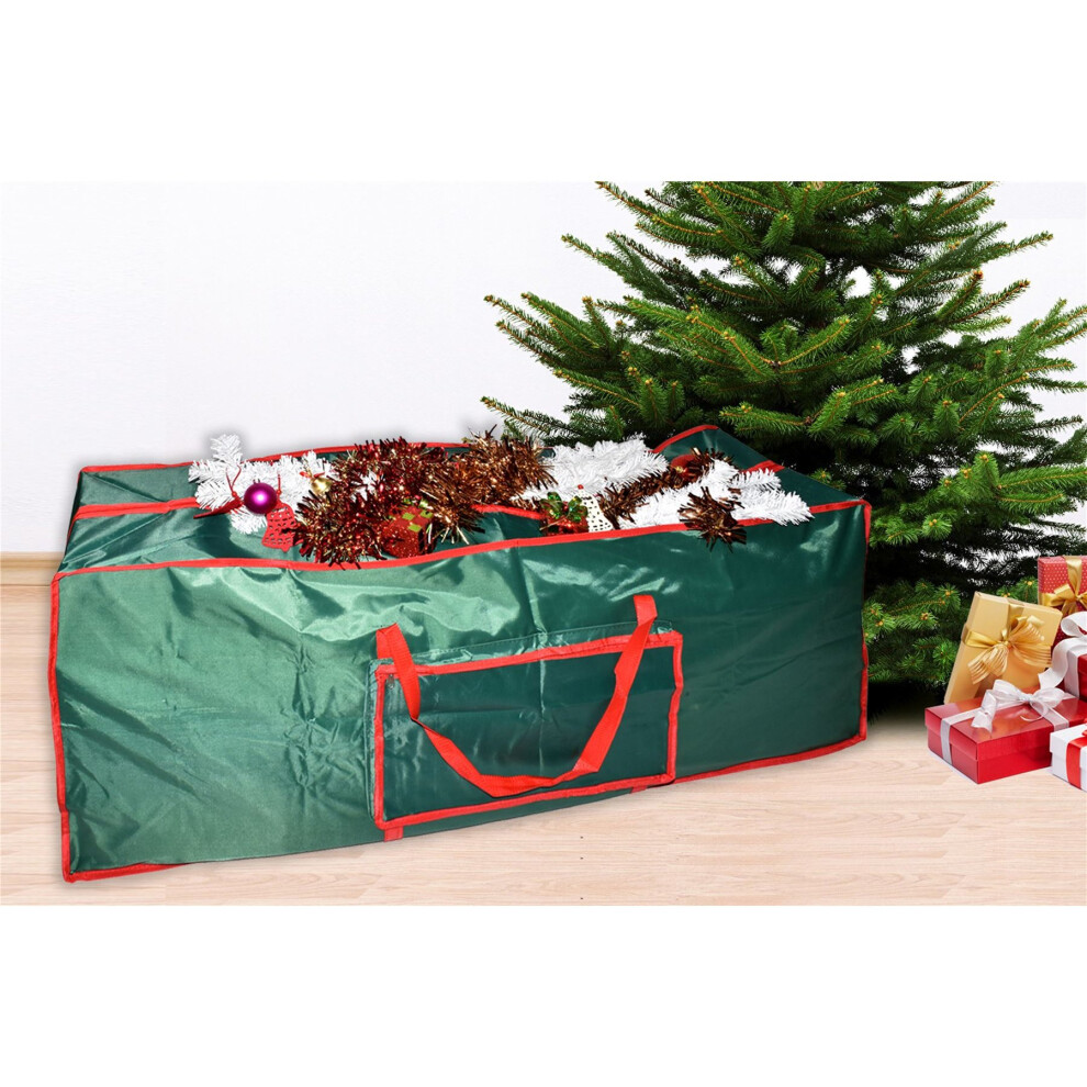 VinsaniÂ® Christmas Xmas Tree Decoration Lights Zip Up Sack Fabric Storage Bag Green 125 x 30 x 50 cm