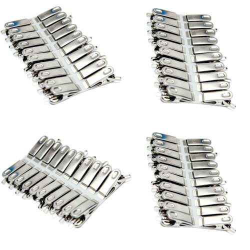 Vinsani 4 Packs of 20 Stainless Steel Spring Loaded Metal Laundry Clothes Clip Pegs