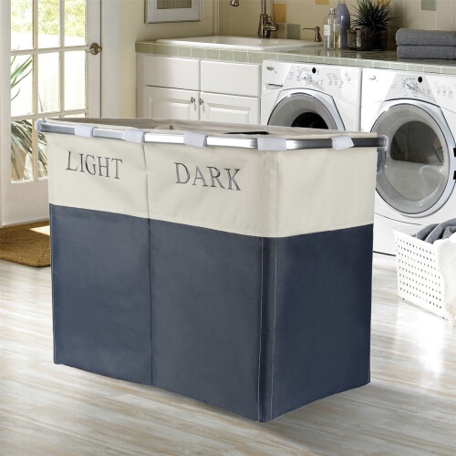 Vinsani Lights and Darks Folding Laundry Sorter Basket Box Bag Bin