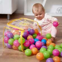 Vinsani® 200 Multicoloured Soft Plastic Play Pit Balls with Clear PVC Carry Bag for Indoor Outdoor Swimming Pool Trampoline Play