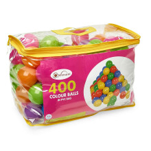 Vinsani® 400 Multicoloured Soft Plastic Play Pit Balls with Clear PVC Carry Bag for Indoor Outdoor Swimming Pool Trampoline Play