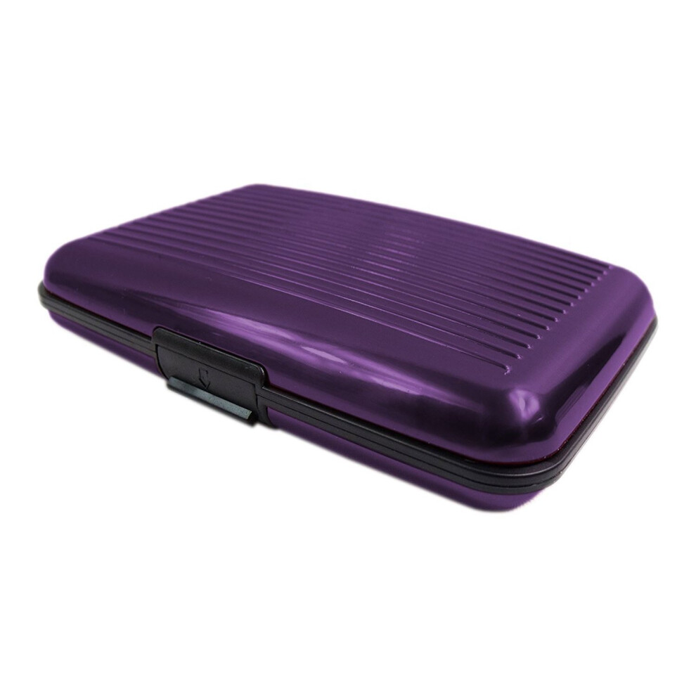 Vinsani® Aluminum Credit Card Holder Wallet Pocket Aluminium Case Box Credit Card Protection Waterproof Case - Purple