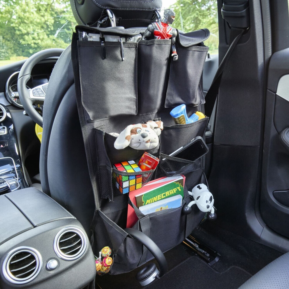Vinsaniâ® 2 X Deluxe Multi Pocket Hanging Car Back Seat Pouch Organiser - Black 5055675881961