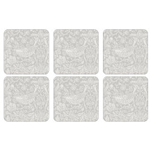 William Morris Pure Strawberry Thief Coasters, Set of 6