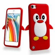 (Red) Ameego 3D Penguin Silicone Gel Case Cover For iPod Touch 5th Generation