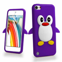 (Purple) Ameego 3D Penguin Silicone Gel Case Cover For iPod Touch 5th Generation