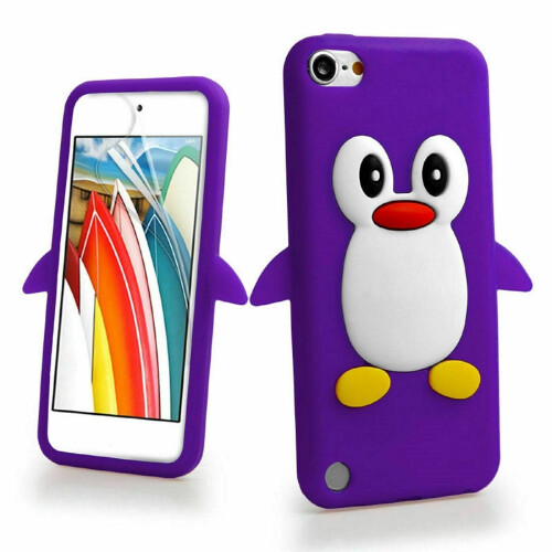 Purple) Ameego 3D Penguin Silicone Gel Case Cover For iPod Touch
