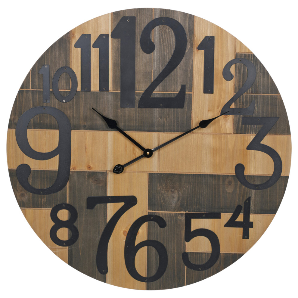 72cm Brown Wall Clock Wooden Wall Mounted Clock in Modern Design