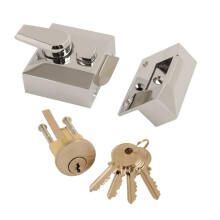 (Chrome Narrow) iON Hardware Front Door Nightlatch Lock