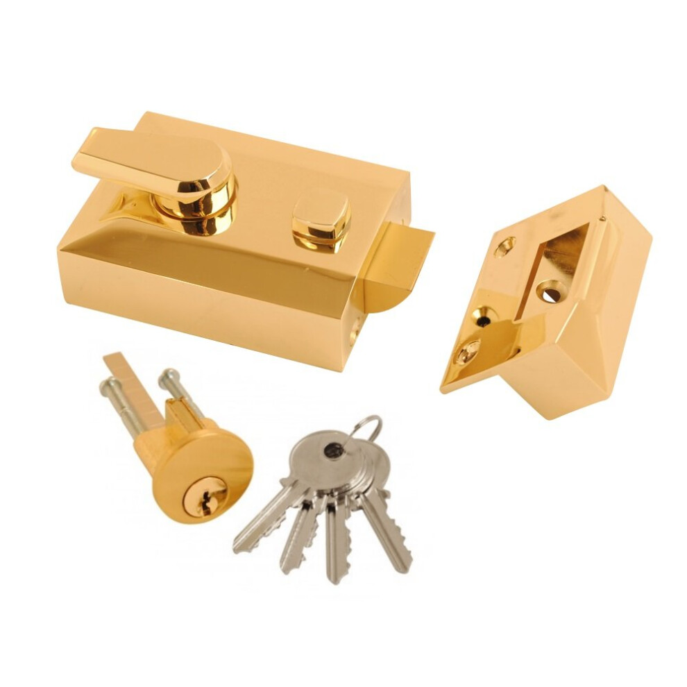 (Brass Standard) Ion Hardware Front Door Nightlatch Lock 5052351009732