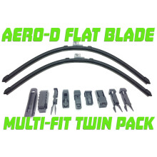 Pair Aero-D Flat Front Windscreen Wiper Blades Set 28" 700mm 26" 650mm Multi Fit