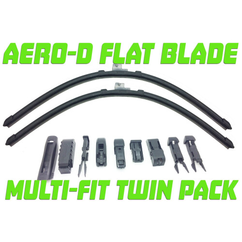 Pair Aero-D Flat Front Windscreen Wiper Blades Set 28" 700mm 26" 650mm Multi Fit