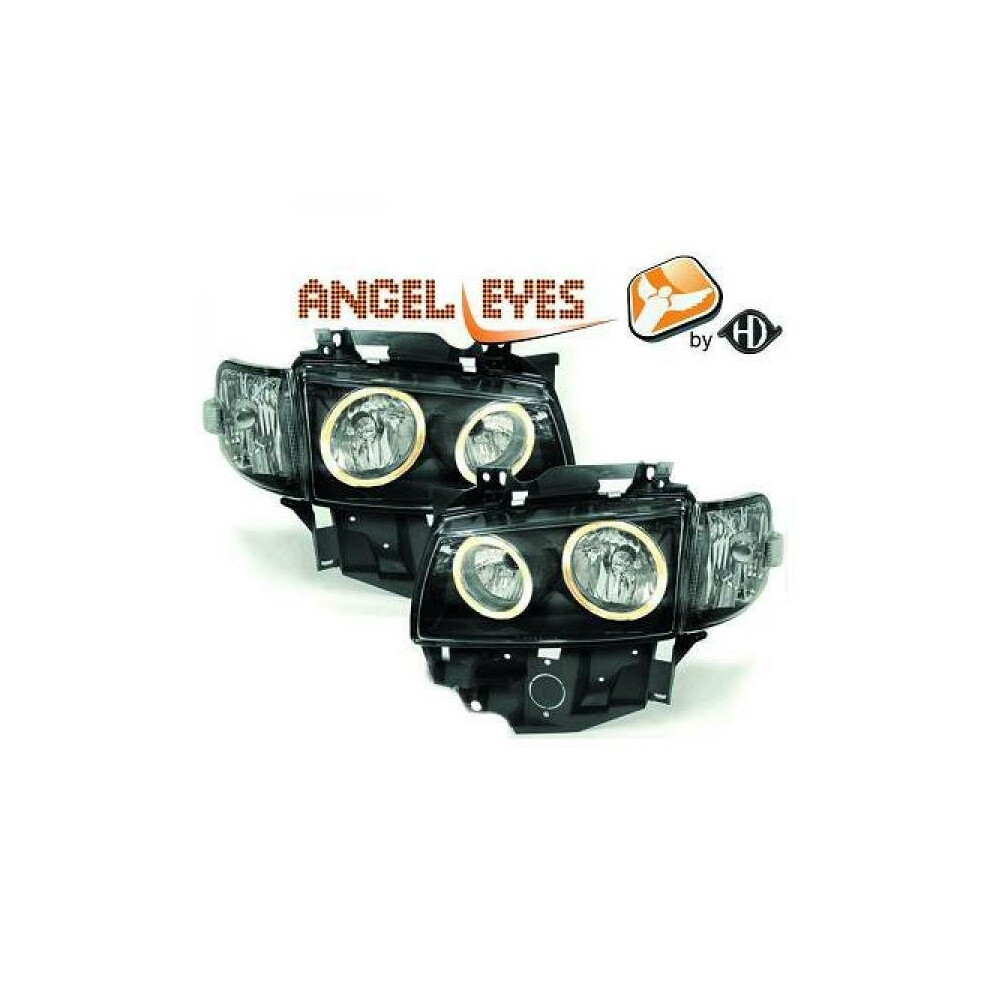 Lhd Projector Headlights Pair Angel Eyes Clear Vw T4 Longnose 96-03 Black 4052355095305