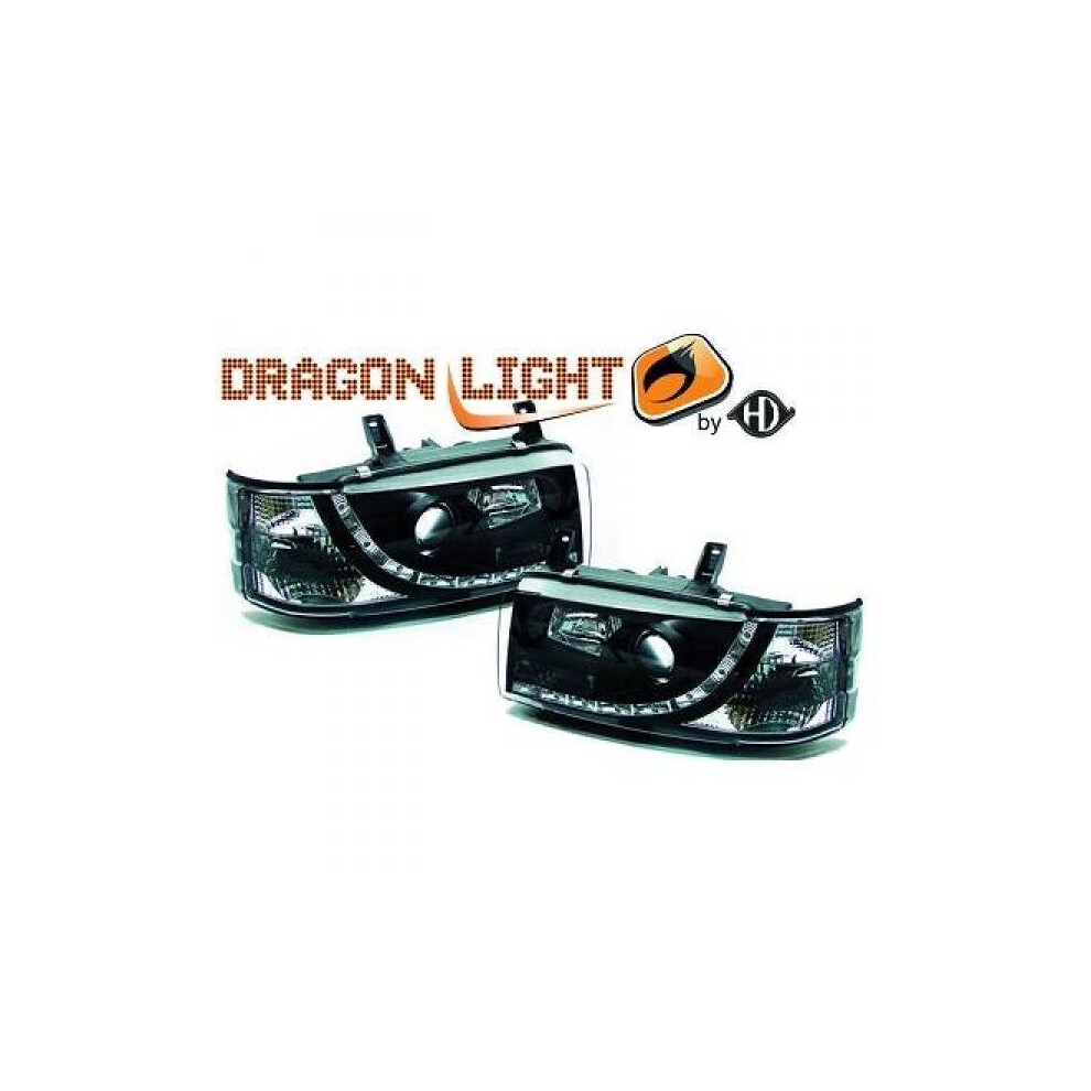 Lhd Projector Headlights Pair Led Dragon Drl Lights Clear H1 H1 Vw T4 90-03 Black 4052355094933