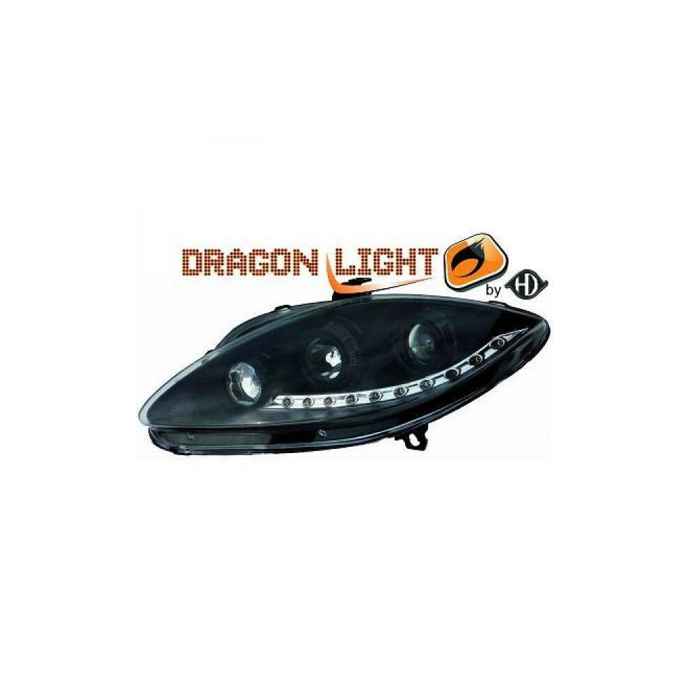 Lhd Projector Headlights Pair Led Dragon Drl Lights Clear H1 H1 Seat Toledo Leon 04-09 Black 4052355200273