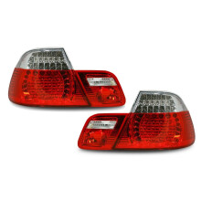 BMW E46 Saloon Rear Tail Lights LED Red-Clear Crystal Look - Fits Left & RHD, E-Marked, Plug & Play, Pair