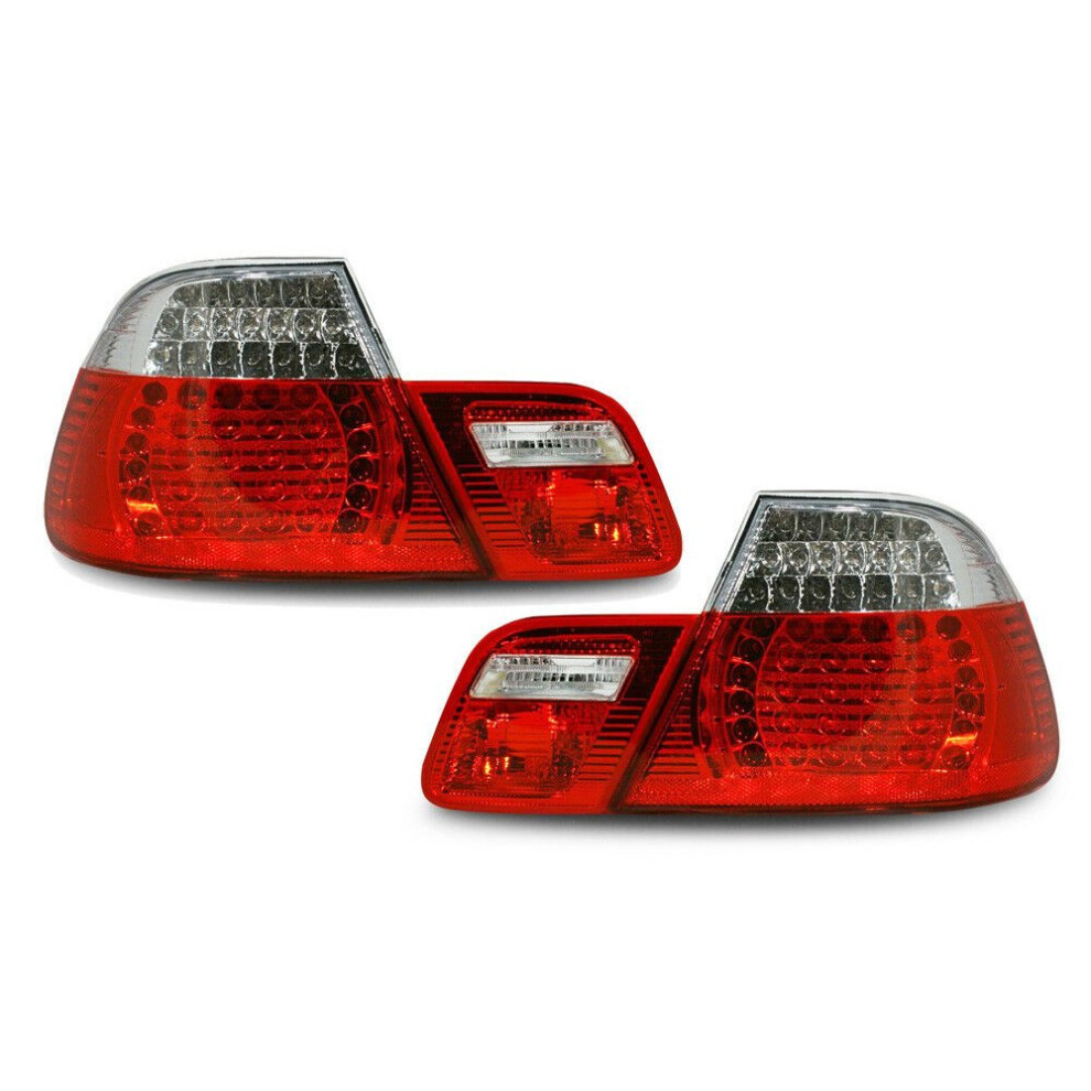 Back Rear Tail Lights Lamps For BMW E46 Saloon 09/01Red-Clear Crystal-Look LED