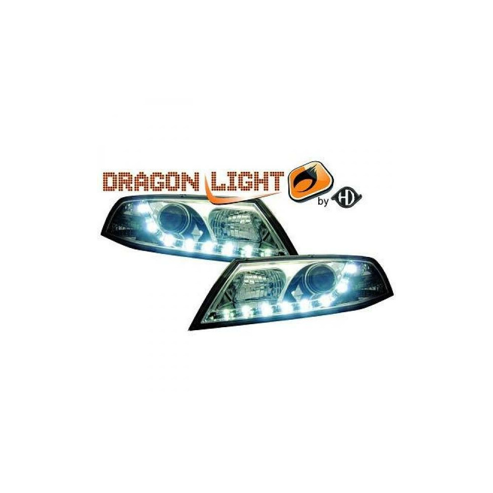 Lhd Projector Headlights Pair Led Dragon Drl Lights Clear Chrome H7 H1 Skoda Octavia 04-09 4052355206442