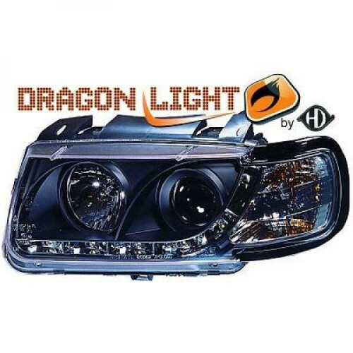 LHD Projector Headlights Headlamp Pair LED Dragon DRL Lights Clear