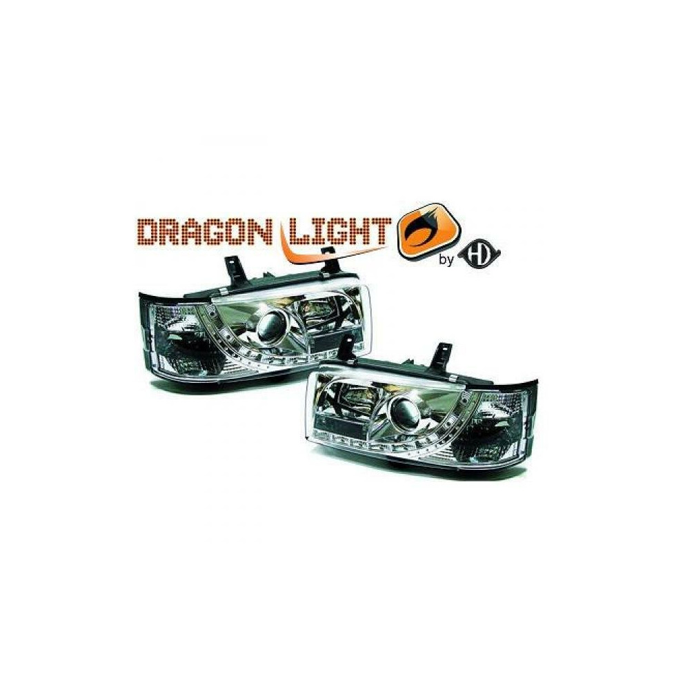 Lhd Projector Headlights Pair Led Dragon Drl Lights Clear Chrome H1 H1 Vw T4 90-03 4052355094919
