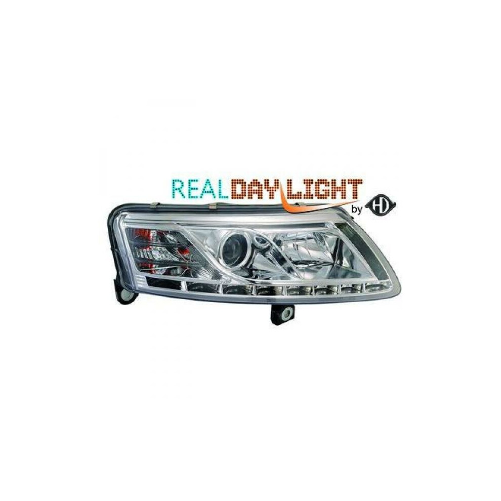Lhd Projector Led Drl Headlights Pair Clear Chrome H7 H1 Audi A6 04-08 4052355007506