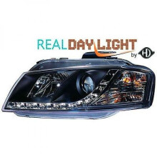 LHD Projector LED DRL Headlights Headlamp Pair Clear Black Audi A3 03-08