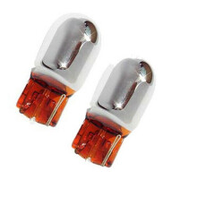 Pair 582 7440 T20 W21W Chrome/Silver Amber Indicator Bulbs Lighting Part