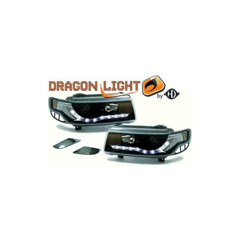 Lhd Projector Headlights Pair Led Dragon Drl Lights Clear Vw Passat B4 93-97 Black 4052355090362