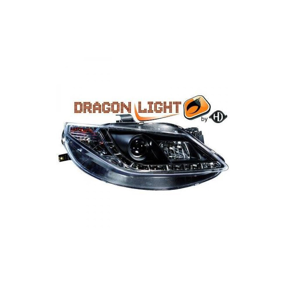 Lhd Projector Headlights Pair Led Dragon Drl Lights Clear Seat Ibiza 08-12 Black 4052355197948