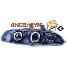 LHD Projector Headlights Pair Angel Eyes Clear Black Honda Civic 3 Door 91-95