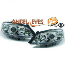 LHD Projector Headlights Pair Angel Eyes Clear Chrome Round Vauxhall Astra G 97-04