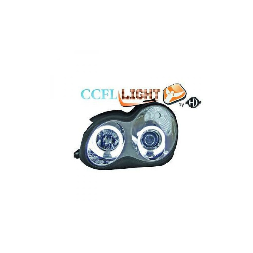 Lhd Ccfl Projector Headlights Pair Clear Chrome Mercedes-Benz C180-320 W203 00-On 4052355055866