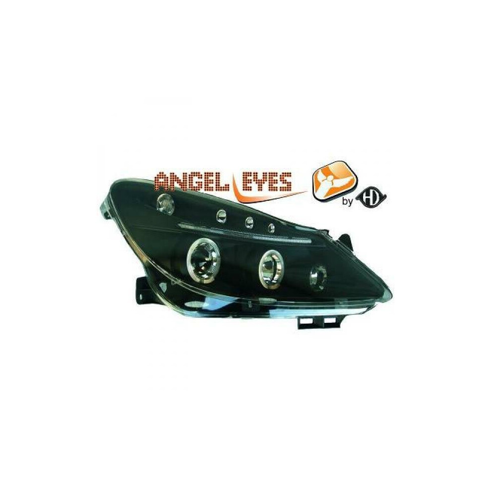 Lhd Projector Headlights Pair Angel Eyes Clear Vauxhall Corsa D 06-11 Black 4052355066800