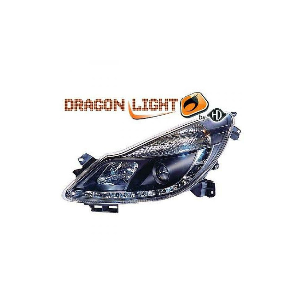 Lhd Projector Headlights Pair Led Dragon Drl Lights Clear Vauxhall Corsa D 06-11 Black 4052355066817
