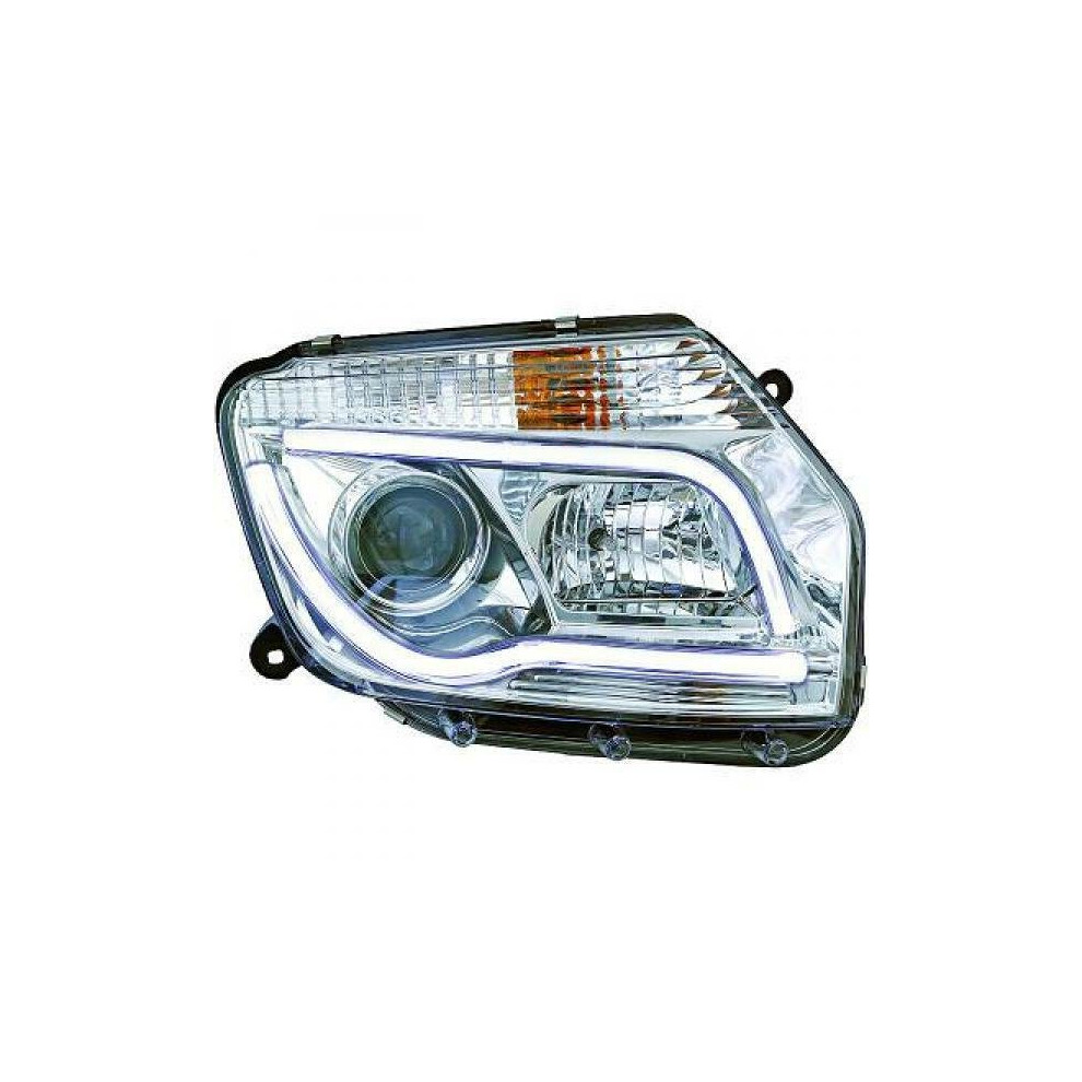 Lhd Projector Headlights Pair Led Lightbar Drl Clear Chrome Dacia Duster 10-On 4052355380395