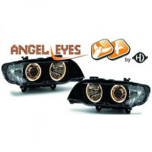 RHD LHD Xenon Headlight Pair Angel Eyes Clear Black D2S H7 BMW X5 E53 99-03