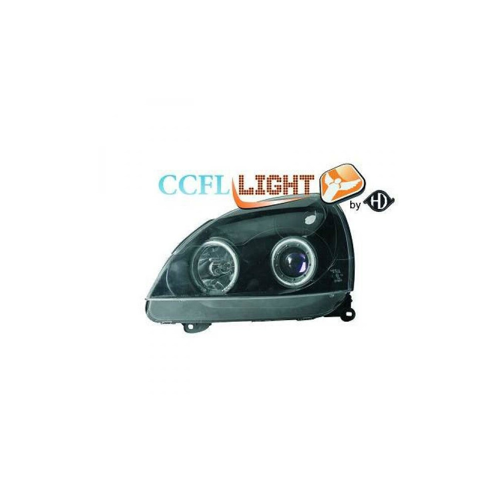 Lhd Projector Ccfl Headlights Pair Clear H1 H7 Renault Clio 01-05 Black 4052355136695