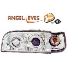 LHD Projector Headlights Pair Angel Eyes Clear Chrome Volvo 840 850 91-96
