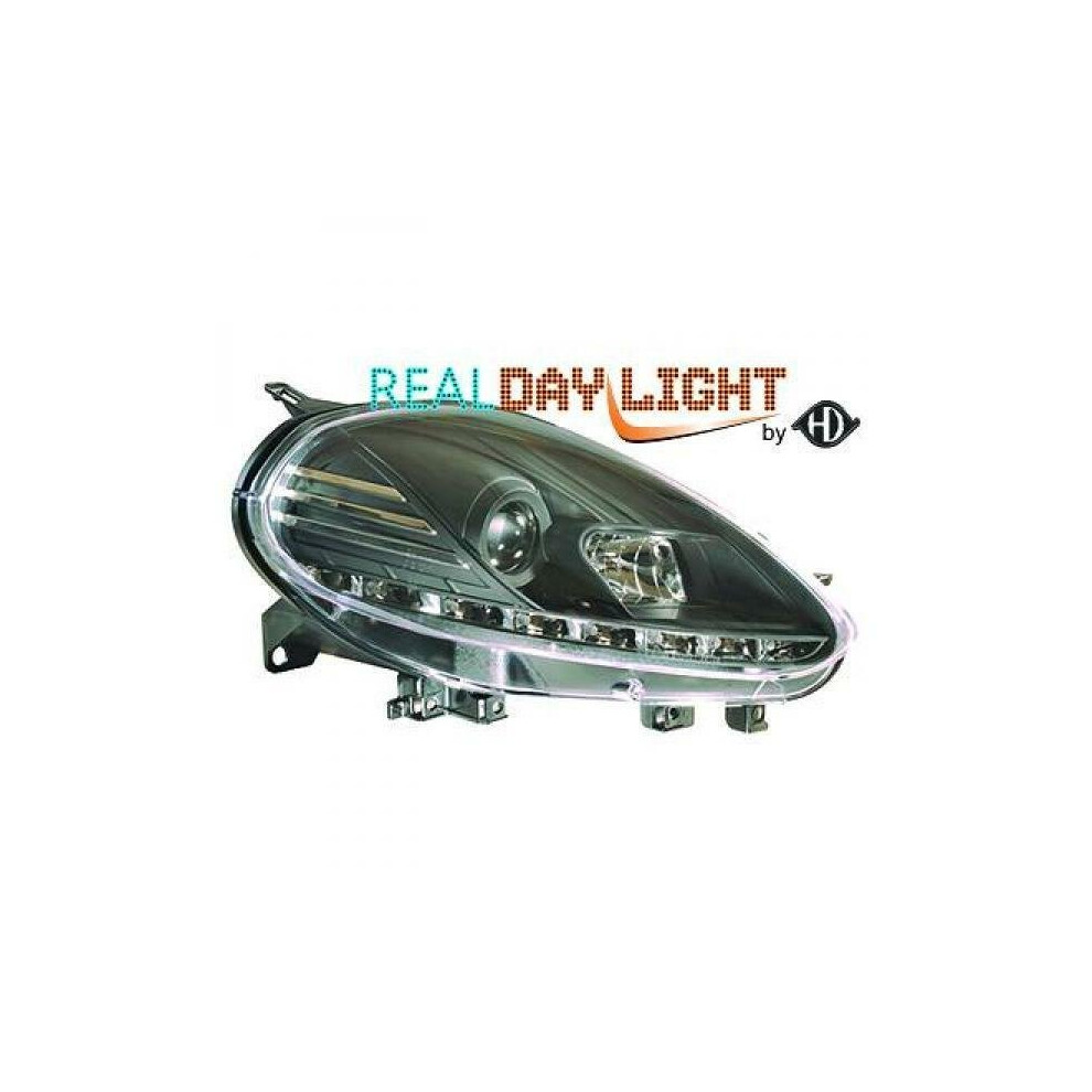 Lhd Projector Led Drl Headlights Pair Clear Fiat Punto Evo 09-11 Black 4052355280657