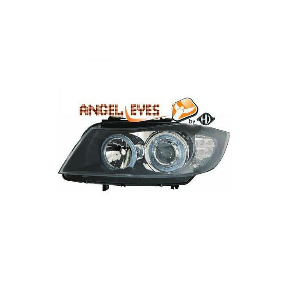 RHD LHD Projector Headlights Pair Angel Eyes Clear Black BMW E90 91 05-08