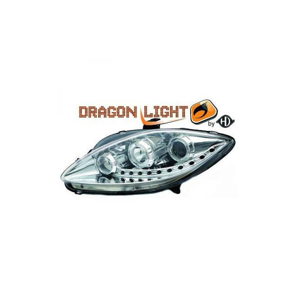 Lhd Projector Headlights Pair Led Dragon Drl Lights Clear Chrome H1 H1 Seat Toledo Leon 04-09 4052355200266