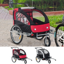 (Black & White) Homcom 2-in-1 Bike Trailer & Stroller | Child Bike Seat & Trailer