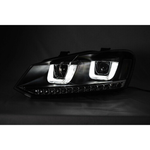 Rhd For VW Polo 6R 6C 2009- Black DRL LED Projector Headlights Dynamic Indicator 1