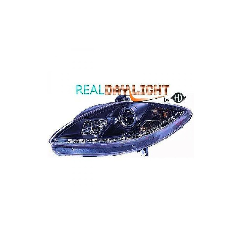 Lhd Design Daylight Headlight Pair Clear Seat Toledo Leon Altea 09-On Black 4052355276339